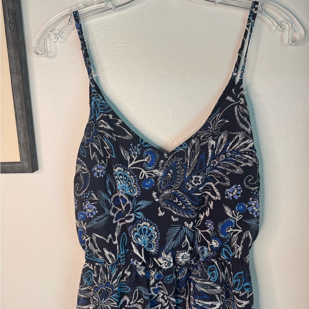 Eliza J Blue Floral Tiered Ruffle  Maxi Dress - Picture 5 of 8